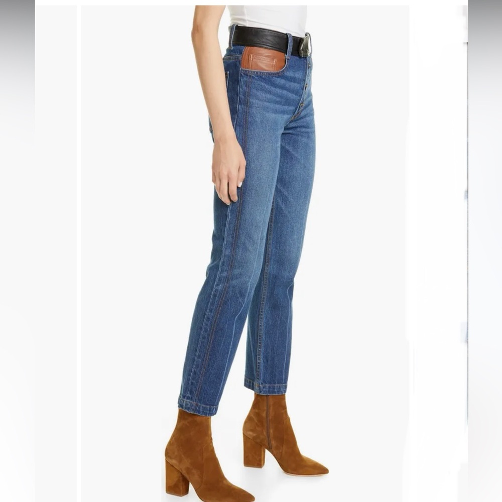 NWOT FRAME Le Sylvie Leather Detail Straight Leg Jeans